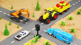 DIY tractor mini truck Road roller for making modern concrete crossroad construction science project