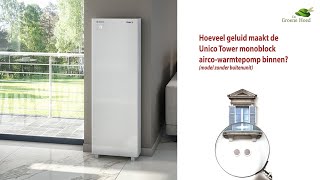 Geluidsniveau binnenzijde Unico Tower airco-warmtepomp