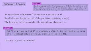 (Abstract Algebra 1) Definition of Cosets