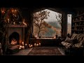 relaxing autumn nature ambience 🍂 nature sounds crackling fire peaceful background