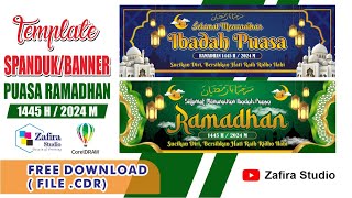 DESAIN SPANDUK / BANNER PUASA RAMADHAN 1445 H / 2024 M (FREE FILE CDR)