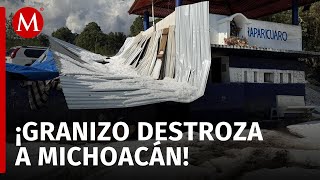 Intensa granizada azota viviendas en Tancítaro, Michoacán