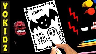 HOW TO DRAW HALLOWEEN GHOST AND BAT / HALLOWEEN DRAWINGS