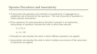 Precedence and Associativity of operators in C | Malayalam tutorial