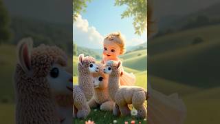 Cute baby playing with alpacas 🦙👶🏻 #babyshorts #cutebaby #alpaca