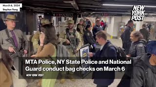 MTA Police, NY State Police and National Guard conduct random bag checks at Grand Central Station