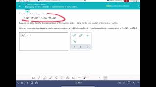 ALEKS: Expressing the concentration of an intermediate in terms of the concentration of reactants