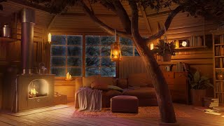 Tree House Ambience - Relaxing Gentle Rain Sounds & Fireplace Sounds to Sleep, Relax and Study