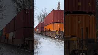 Here’s CPKC 118 rolling through Alliston Ontario with KCS Gray Ghost 4544 trailing second