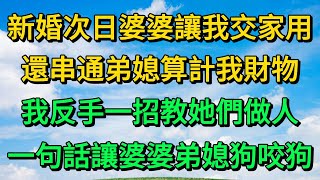 新婚次日婆婆讓我交家用，還串通弟媳算計我財物，我反手一招教她們做人，一句話讓婆婆弟媳狗咬狗 | 柳梦微语