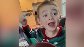 Young Eagles fan celebrates Advent calendar gift