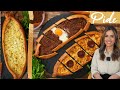 Türkische Pide Schiffe mit Käse, Sucuk, Hackfleisch, Ei / Peynirli Kiymali Pide - Kikis Kitchen