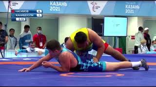 GR 130 kg, Асылбек Жанибекулы (KAZ) - Темурбек Насимов (UZB), Игры стран СНГ 2021, малый финал, 6-1