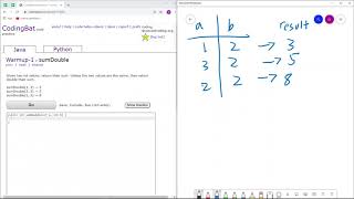 Warmup-1 (sumDouble) Java Solution || Codingbat.com