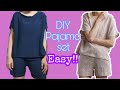 DIY CARA MEMBUAT SETELAN CELANA / PIYAMA SET / Pajama set TUTORIAL | Cara Menjahit | How to sew