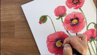 너무 쉬워서 누구나 그릴 수 있는 쉽고 간단한 양귀비 수채화 그리기/ How to paint easy and simple poppies in watercolor/