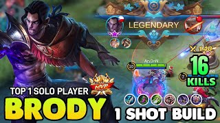 ONE SHOT BUILD !! BRODY BEST BUILD \u0026 GAMEPLAY ~ BRODY MOBILE LEGENDS