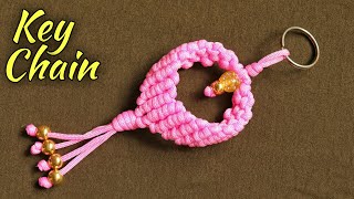 Simple Macrame Key Chain / waste Macrame Heart Shaped keychain with Piping Knot / Macrame Knot