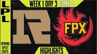 RNG vs FPX Highlights Game 4 | LPL Spring 2025 W1D3 | Royal Never GiveUp vs FunPlus Phoenix G4