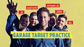 GARAGE TARGET PRACTICE: Neymar Jr, a ball and a Lamborghini.