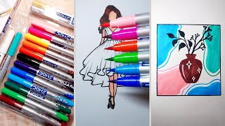 How to draw with brush pen || Drawing with Doms brush pen || Easy Art Tips and Hacks