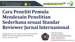 Mendesain Penelitian Sederhana namun Berstandard Reviewer Jurnal Internasional Bereputasi