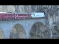 世界遺産【レーティッシュ鉄道】アルブラ線、 alvaneu ～ filisur 間にある〔ランドヴァッサー橋 landwasser viaduct 〕通過シーン