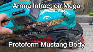 Arrma Infraction Mega 1/8 gets a new body Protoform Ford Mustang 1582-00