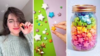 origami mini paper star tutorial, diy paper crafts
