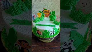 Jungle theme cake design #youtubeshorts #shortsfeeds #cakedesign #birthdaycake