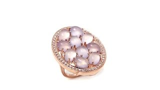 Rarities Pink Chalcedony and White Zircon Ring