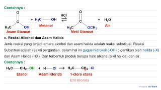 Tuliskan contoh reaksi-reaksi berikut! a. Reaksi oksidasi b. Reaksi esterifikasi c. Reaksi alkoho...