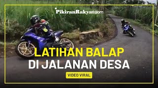 NGERI! Seorang Pengendara yang Mengemudikan Motornya Seperti Pembalap di Jalanan Sebuah Desa