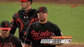 BAL@SF: Hunter closes out Orioles' 10-inning win