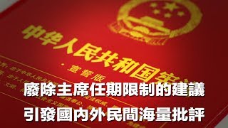 廢除主席任期限制的建議，引發國內外民間海量批評（《新聞時時報》2018年2月26日）