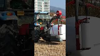 소 사료 볏짚 벼짚 비닐 랩핑 작업 Cow silage wrapping work