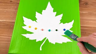 Maple Leaf Landscape / Double Exposure Painting # 81 / Easy Green Masking Tape / Satisfying ASMR