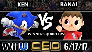 CEO 2017 Smash 4 - KEN (Sonic) vs 2GG | Ranai (Villager) Wii U Winner’s Quarterfinals