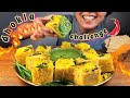 EATING 10+ DHOKLA WITH SPICY GREEN CHUTNEY CHALLENGE | EATING DHOKLA, KHAKRA, SPICY GREEN CHUTNEY