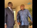 Raila Odinga sharing a light moment with South Africa President Cyril Ramaphosa