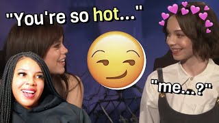 Jenna Ortega flirting with everyone in the Wednesday cast for 9 minutes straight | Reaction