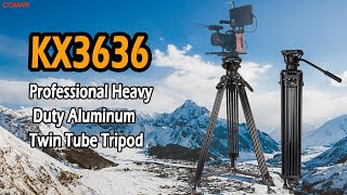 COMAN KX3636 74 inch- Professional Heavy Duty Aluminum Twin Tube Tripod