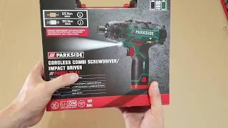 Parkside Cordless Combi Screwdriver Impact Driver 12 VOLT Unboxing