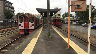 九州横断特急　4両編成　あそぼーい代行運転　三里木駅通過