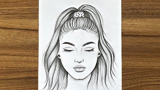 How to draw a beautiful girl step by step || Pencil Sketch for beginners || Pencil drawing easy