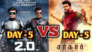 2.0 VS Sarkar | Rajinikanth VS Vijay | Thalaivar VS Thalapathy | Robot 2.0 | 2.0 5th Day Collection