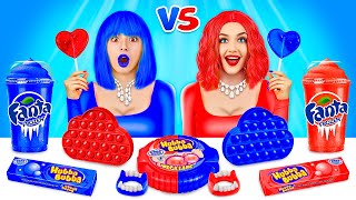 Red Food VS Blue Food Challenge | Mukbang with Only 1 Color Food! Crazy War by RATATA BRILLIANT