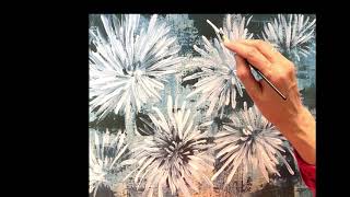 How to paint spider mums for fun and art therapy. Acrylic painting tutorial demo for beginner artist