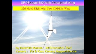 サーボ駆動カモメ型羽ばたき機 SFOSeagull100 32g with Articulated wing : 22th Good Flight with New CODE in Wind