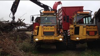 Wood chipping in Sweden, Volvo a25C ERJO Chipper (Flying with AR Drone)